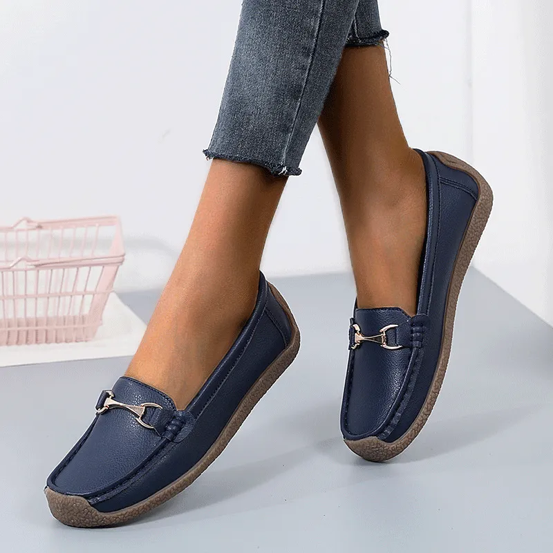 Comelyy Flat Fashion Comfortable Shoes  Leather Breathable Casual Loafers