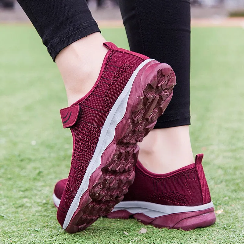 Women Fashion Flat Platform Shoes.  Breathable, Mesh, Casual Sneakers